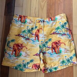 Polo Ralph Lauren Yellow Elephant Print Swim Trunks